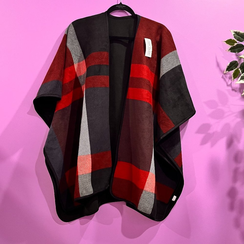 DOT DASH Reversible Poncho Cape Fleece Wrap